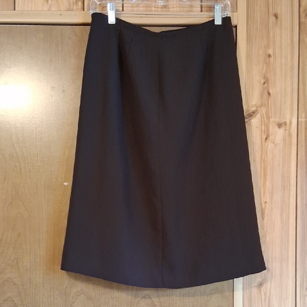 Le Suit Classic Dark Brown A-Line Skirt